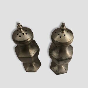 Wallace Pewter Salt Pepper Shakers Set Hexagon Footed Silver